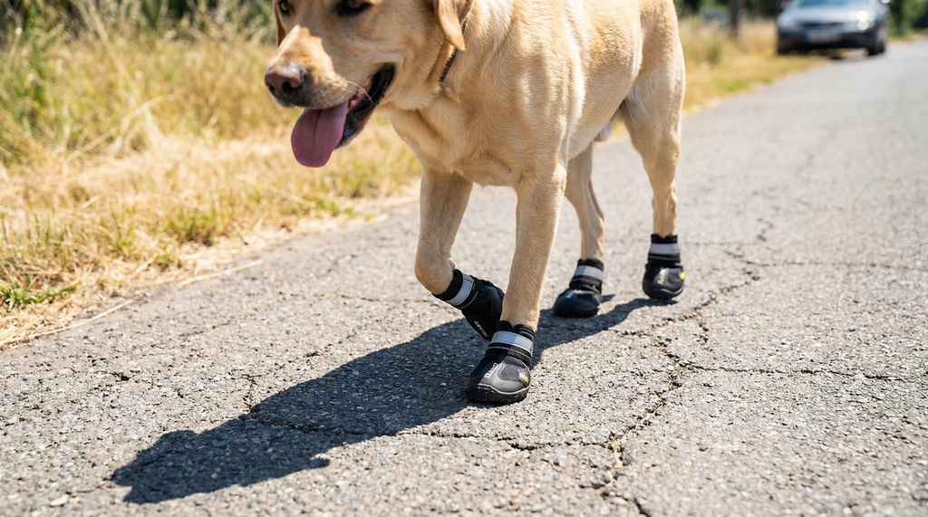 PawShield Pro booties close-up on hot pavement