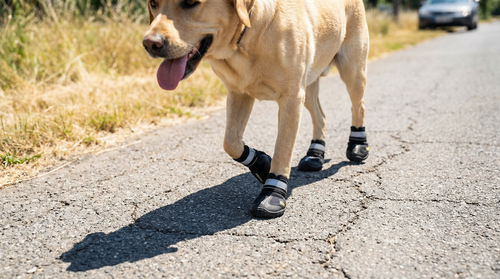 PawShield Pro booties close-up on hot pavement